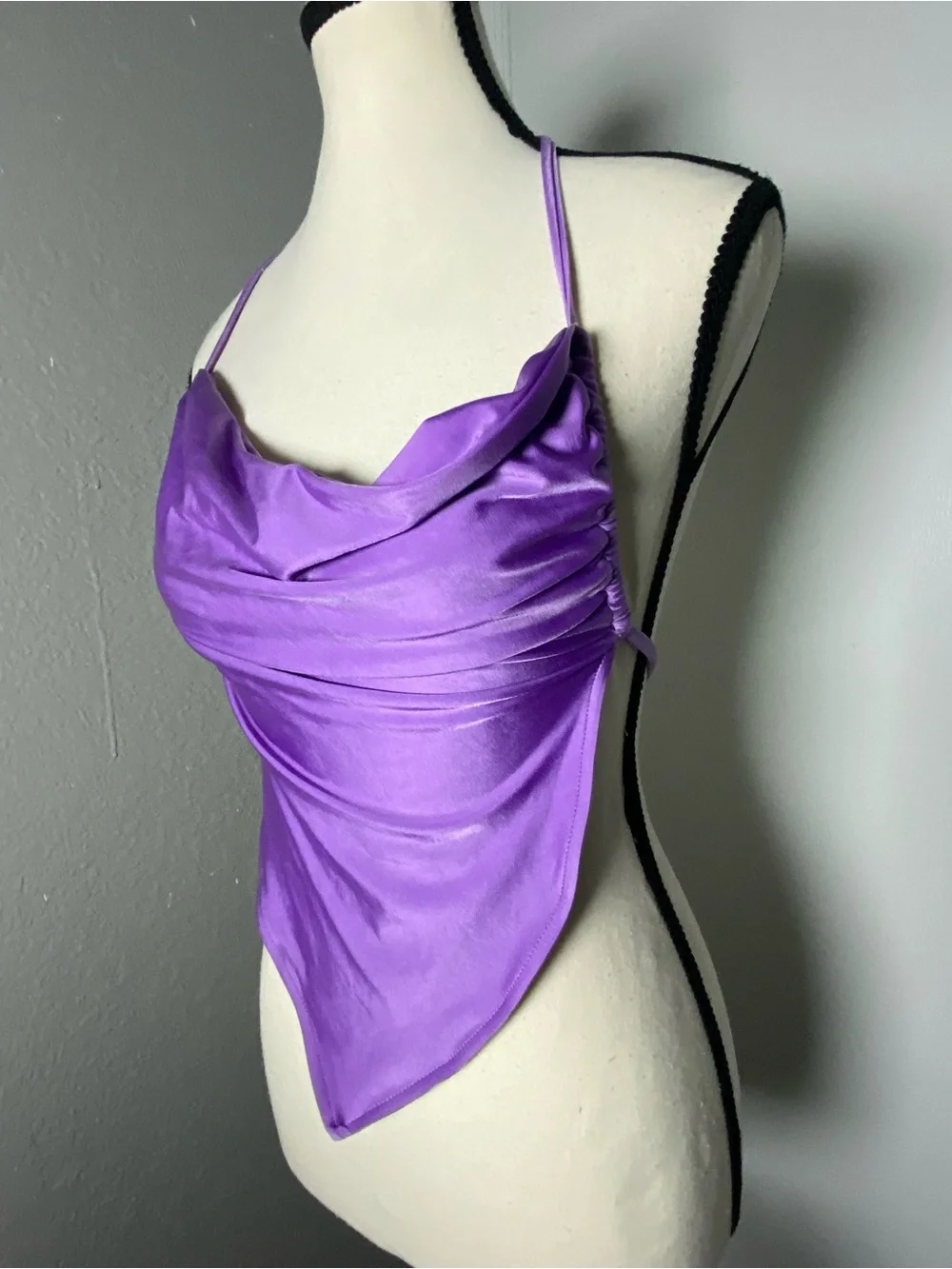 Frankie’s Bikinis Purple Handkerchief Bikini Top Size Small